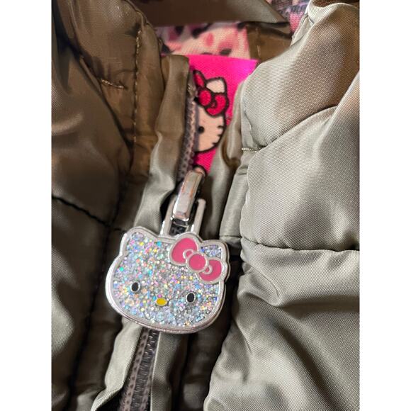 Hello Kitty by Sanrio Toddler Puffer Jacket Hooded Bling Size 2T Girls Green EUC - Picture 6 of 13